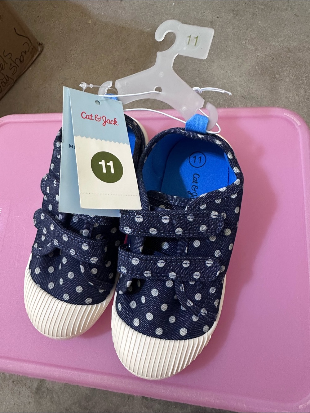 Cat & Jack Navy Polka Dot Velcro Sneakers